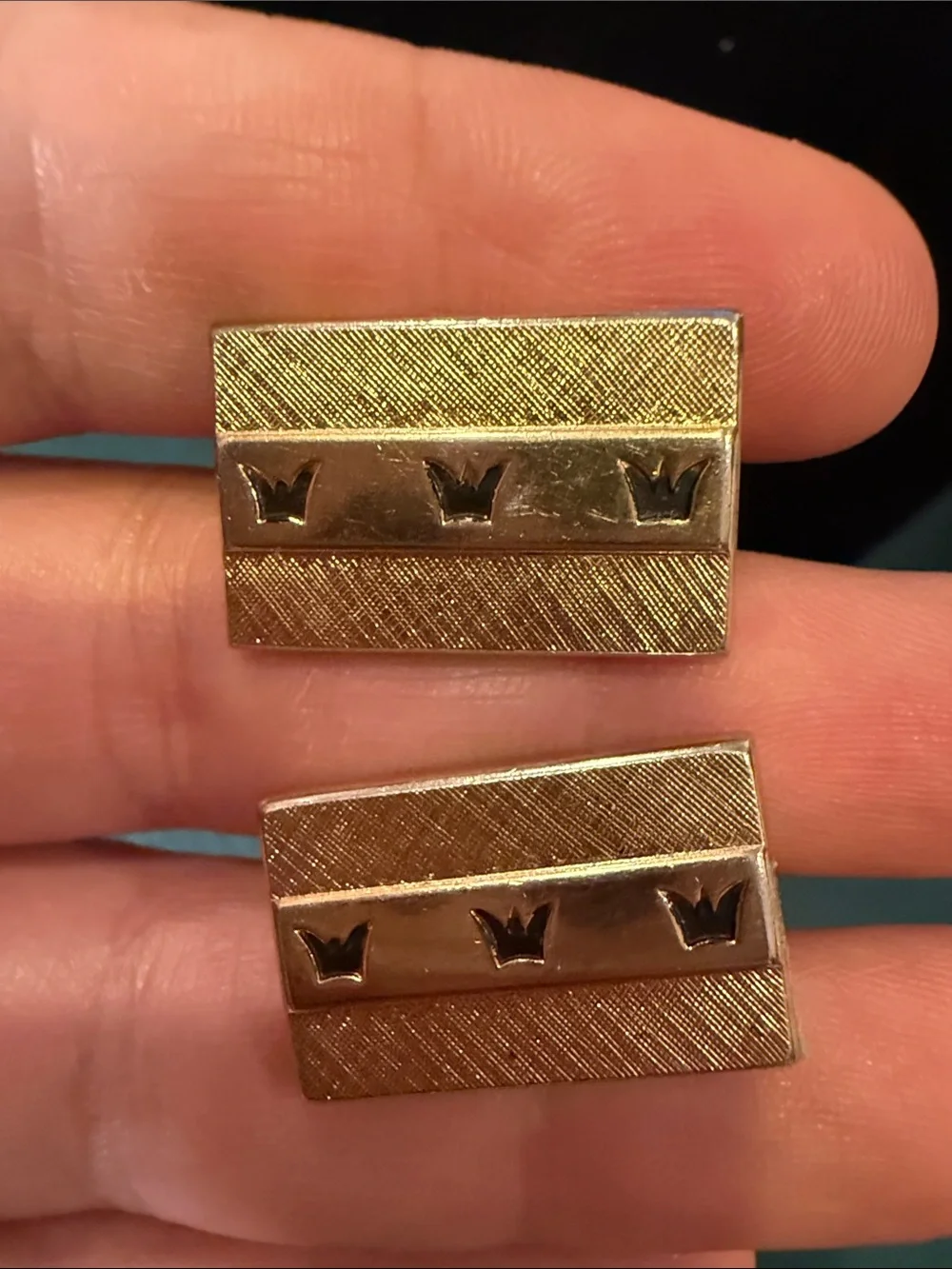 SWANK Gold-Tone Rectangular Cufflinks with Crown Motif